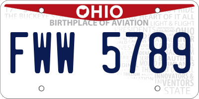 OH license plate FWW5789