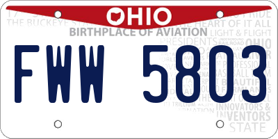 OH license plate FWW5803