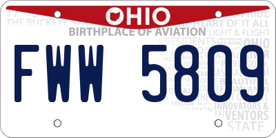 OH license plate FWW5809