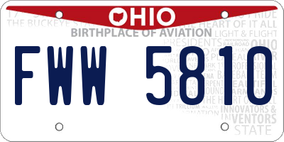 OH license plate FWW5810