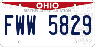 OH license plate FWW5829