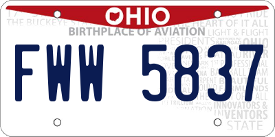 OH license plate FWW5837