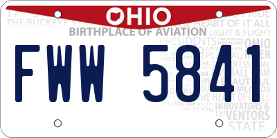 OH license plate FWW5841