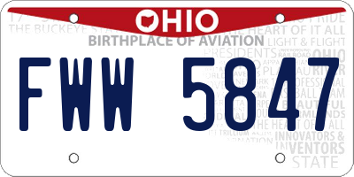 OH license plate FWW5847