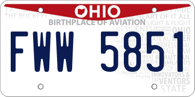 OH license plate FWW5851