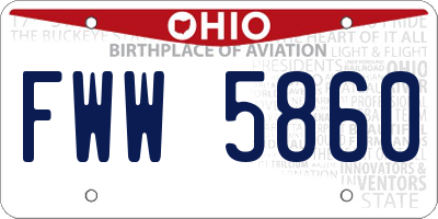 OH license plate FWW5860