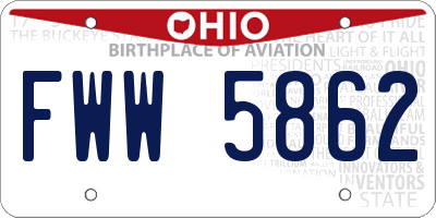OH license plate FWW5862