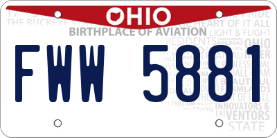 OH license plate FWW5881