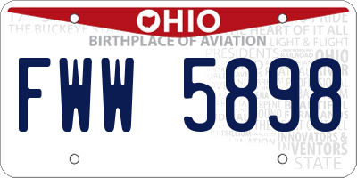 OH license plate FWW5898