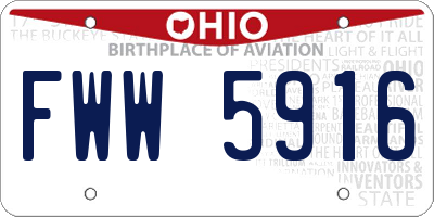 OH license plate FWW5916