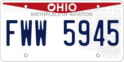 OH license plate FWW5945