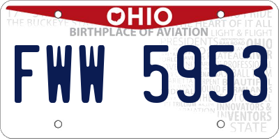 OH license plate FWW5953