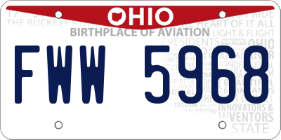 OH license plate FWW5968