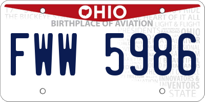 OH license plate FWW5986