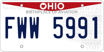 OH license plate FWW5991