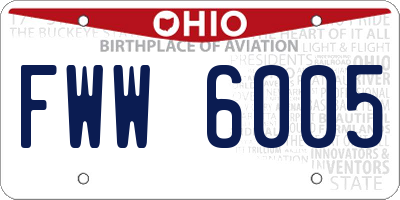 OH license plate FWW6005
