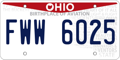 OH license plate FWW6025