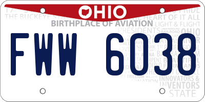 OH license plate FWW6038
