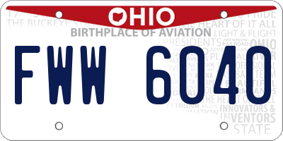 OH license plate FWW6040