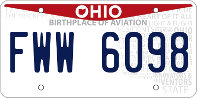 OH license plate FWW6098