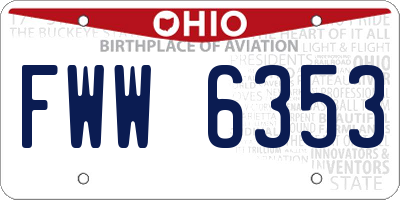 OH license plate FWW6353