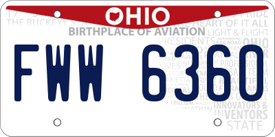 OH license plate FWW6360