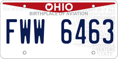 OH license plate FWW6463
