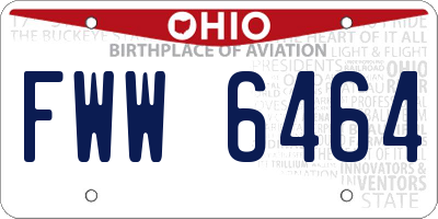 OH license plate FWW6464