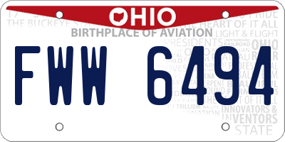 OH license plate FWW6494