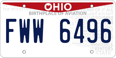 OH license plate FWW6496