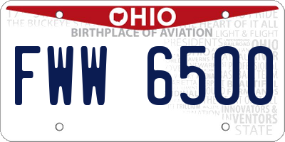 OH license plate FWW6500