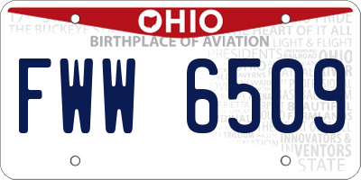 OH license plate FWW6509