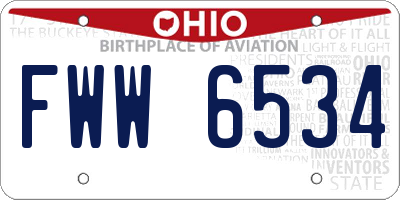 OH license plate FWW6534