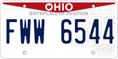 OH license plate FWW6544