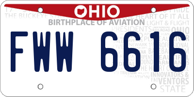 OH license plate FWW6616