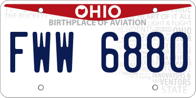 OH license plate FWW6880