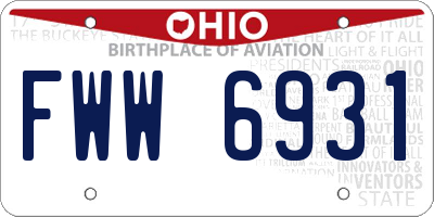 OH license plate FWW6931