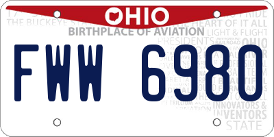 OH license plate FWW6980