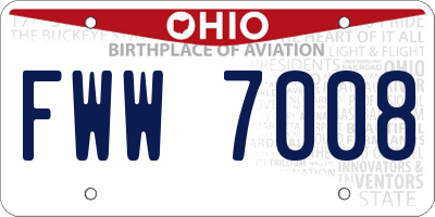 OH license plate FWW7008