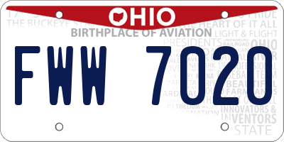 OH license plate FWW7020
