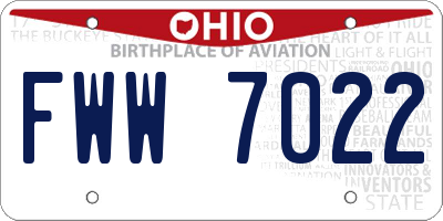 OH license plate FWW7022