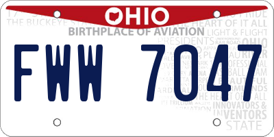 OH license plate FWW7047