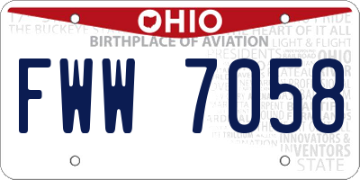 OH license plate FWW7058