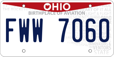 OH license plate FWW7060