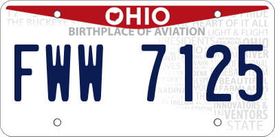 OH license plate FWW7125