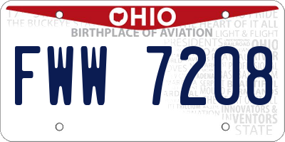 OH license plate FWW7208