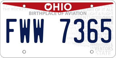OH license plate FWW7365