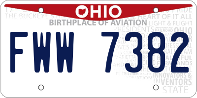 OH license plate FWW7382