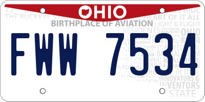OH license plate FWW7534