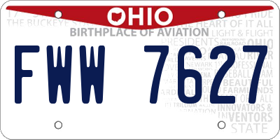 OH license plate FWW7627